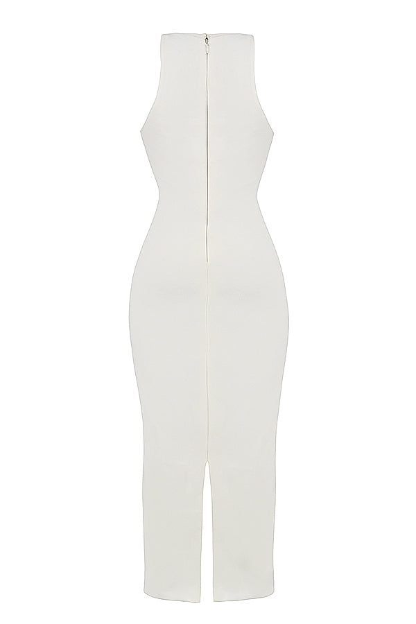 ivory plunge maxi dress