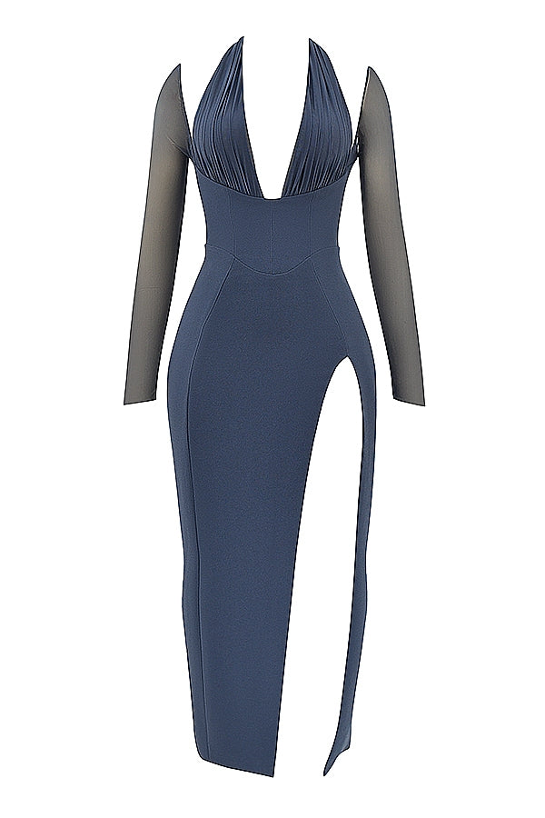 slate plunge maxi dress
