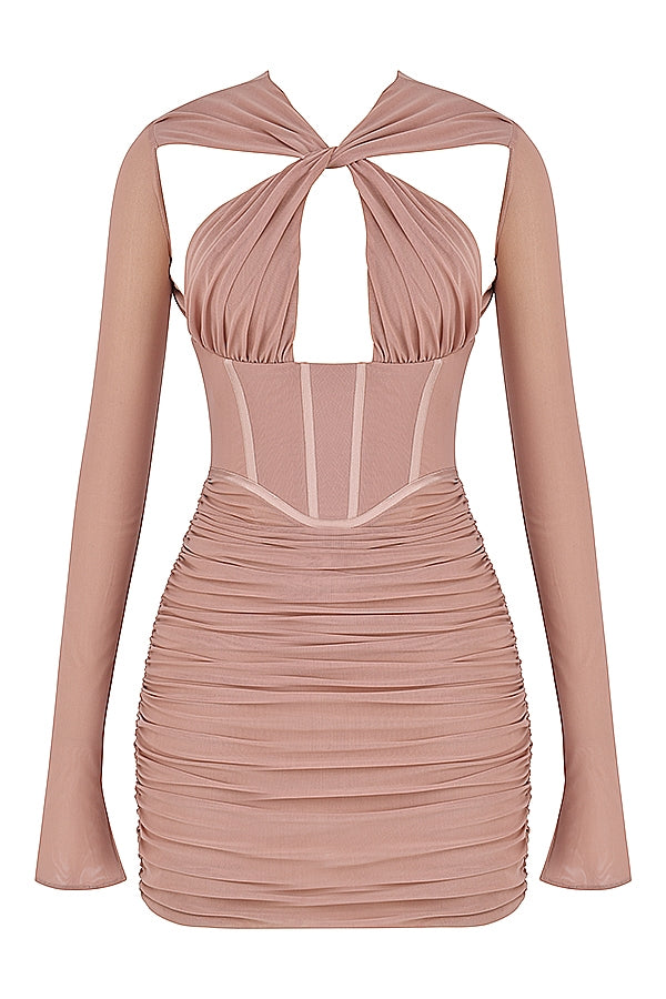 blush corset mini dress