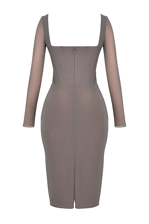 mocha corset midi dress