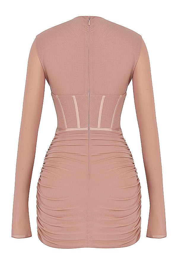 blush corset mini dress