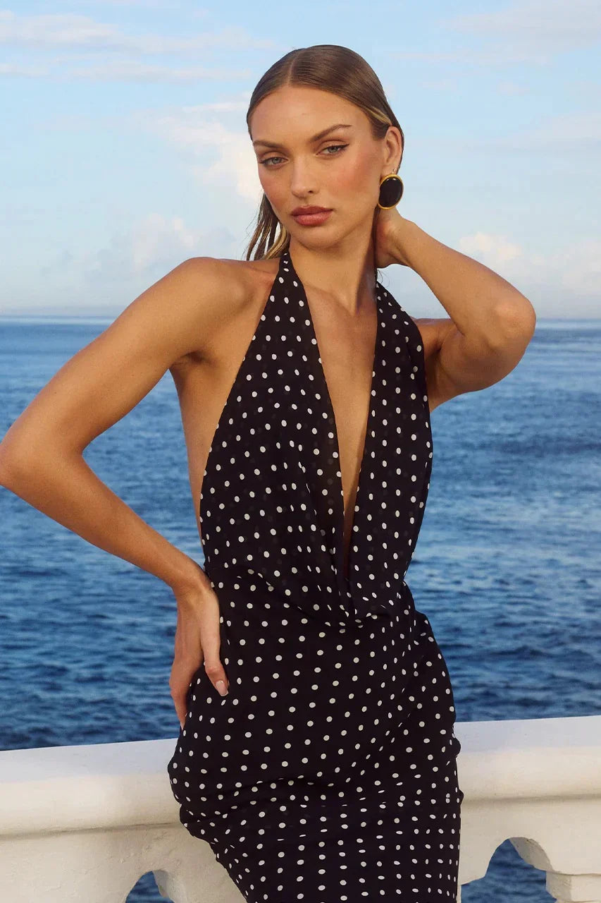 Lexie Plunge Halter Maxi Dress