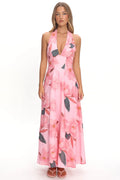 Riga Halterneck Maxi Dress Floral Pink