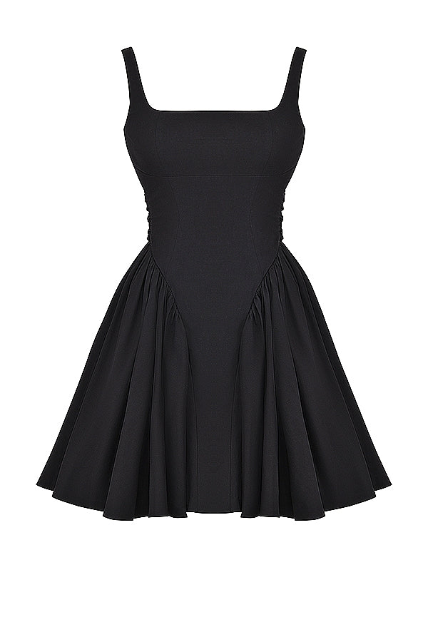 black bow mini dress