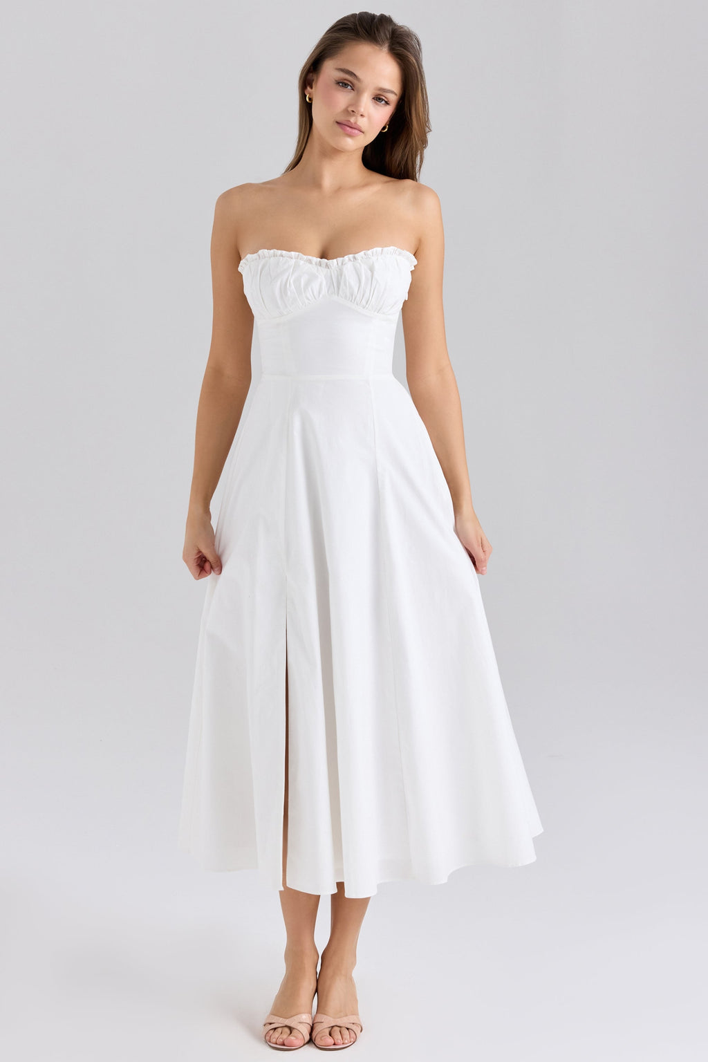 rose print cotton detachable corset midi sundress