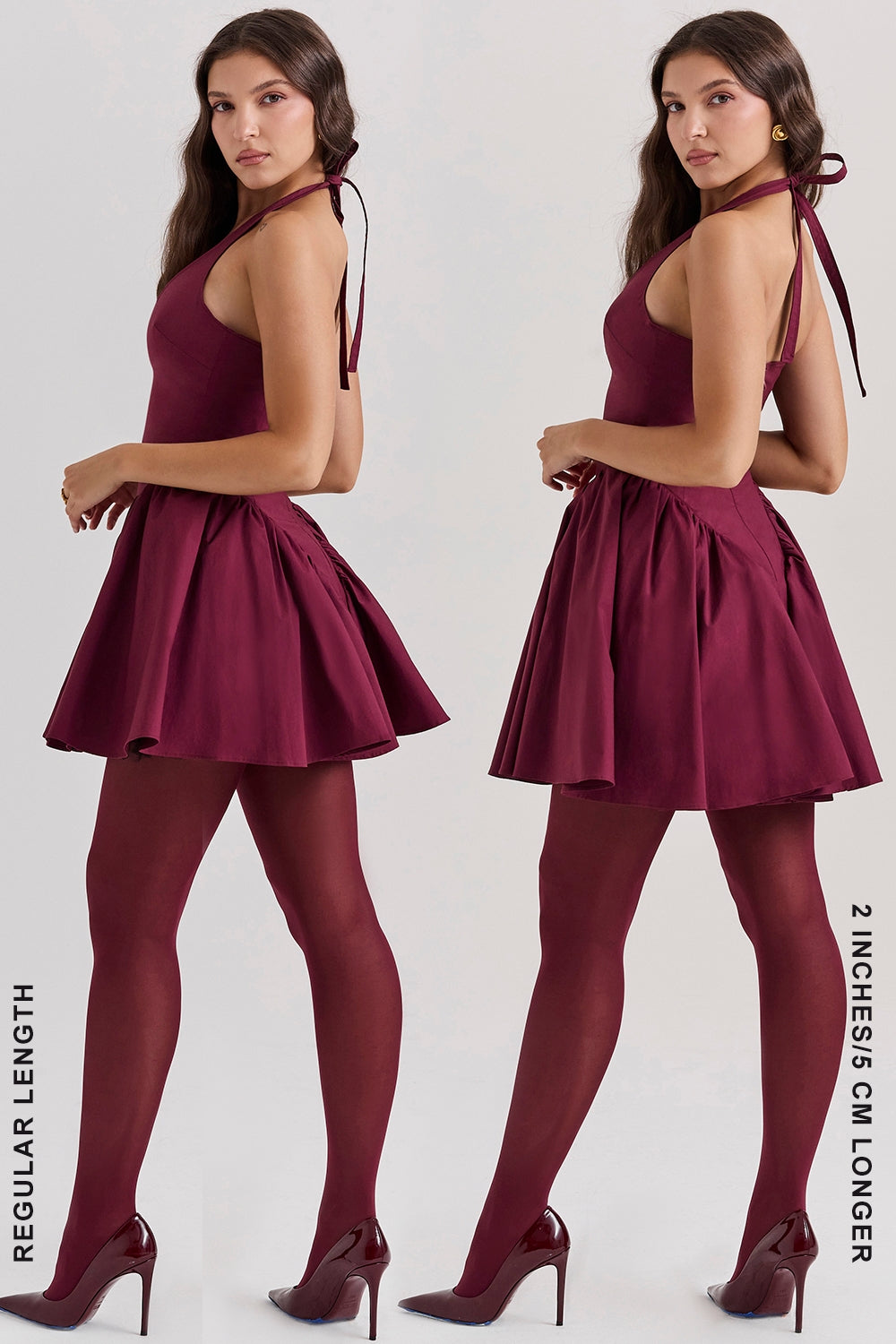 wine halter mini dress