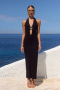 LILABELLE HALTER KNIT MAXI DRESS - BLACK