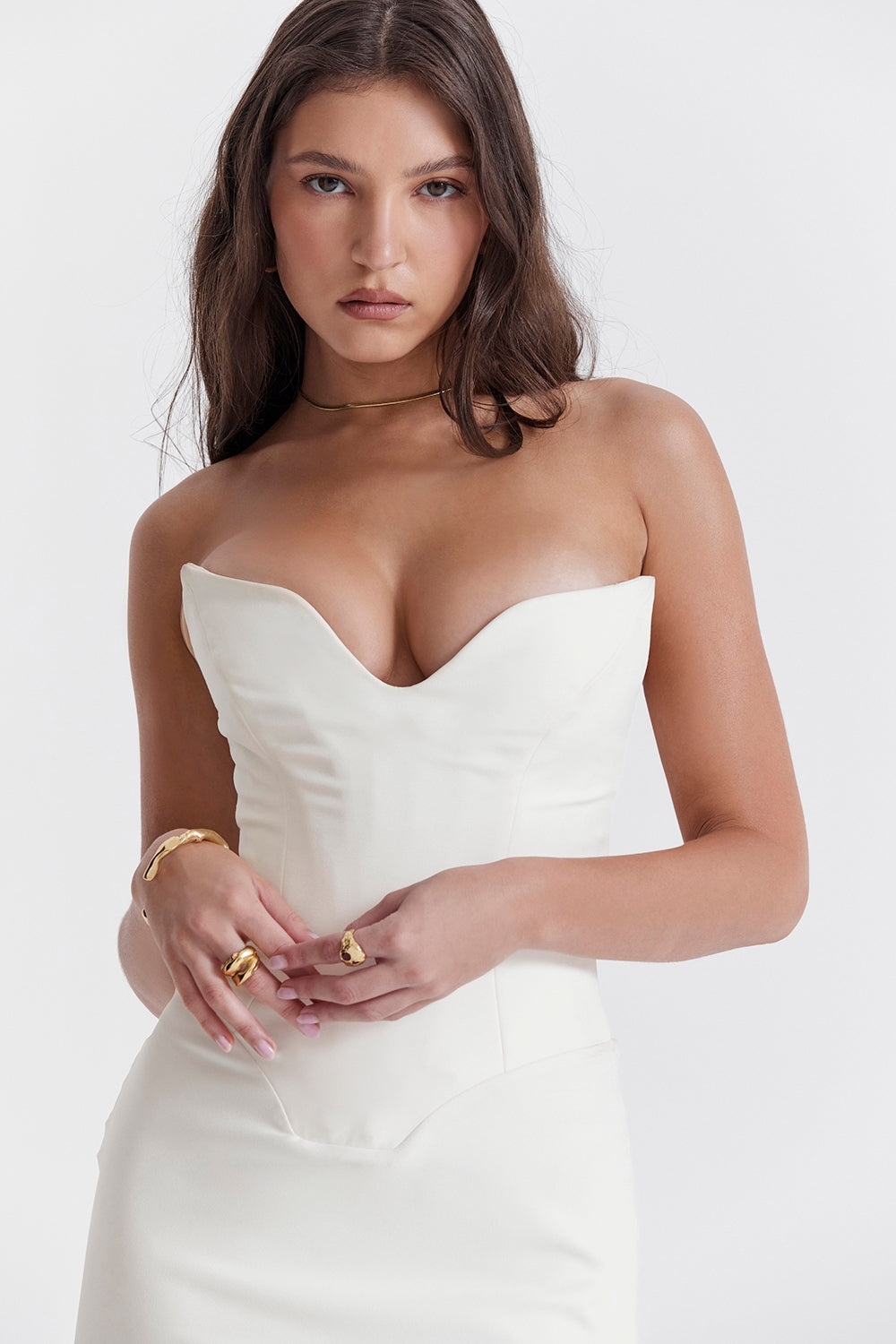 ivory strapless corset dress