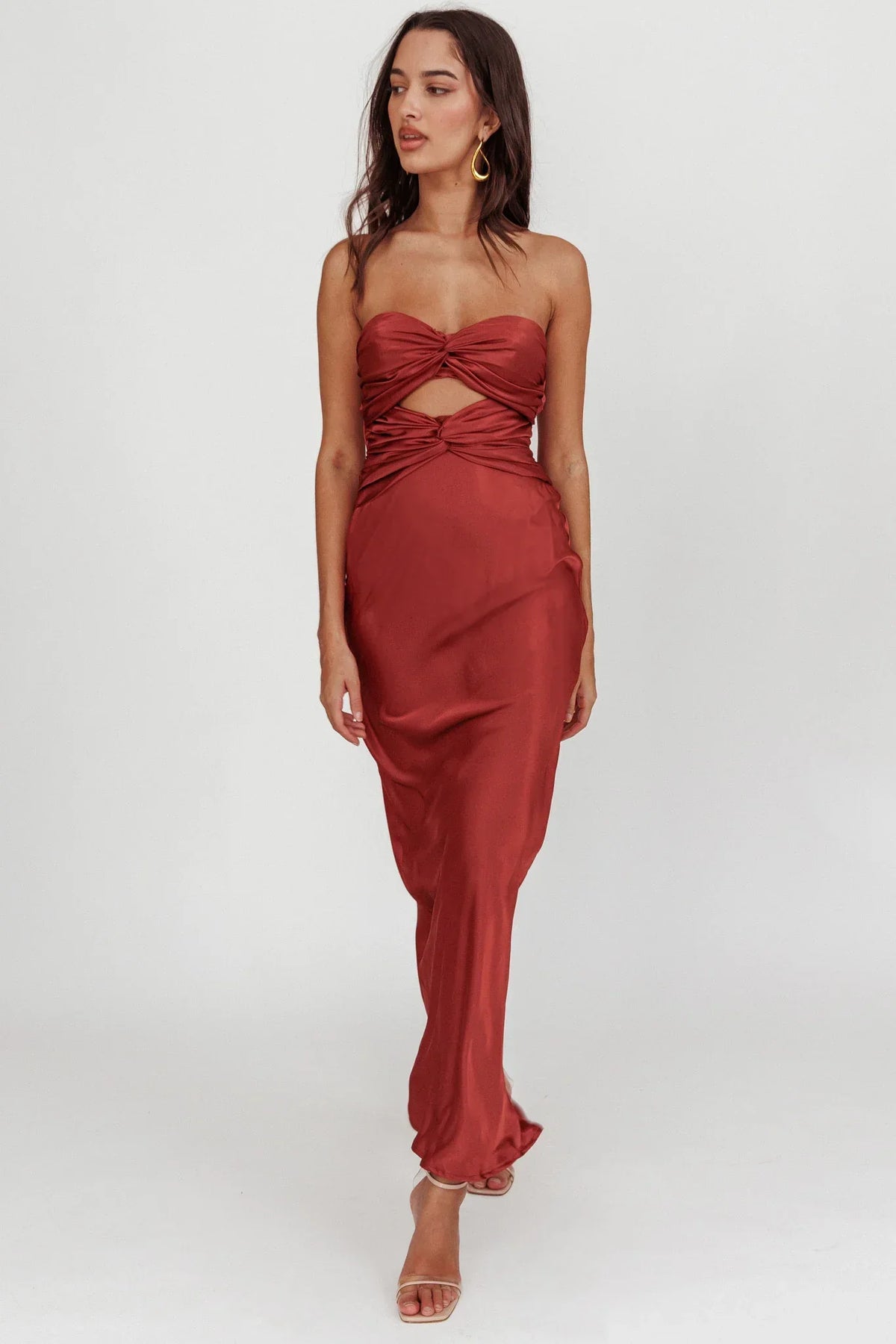 Good Impression Double Twist Maxi Dress Terracotta