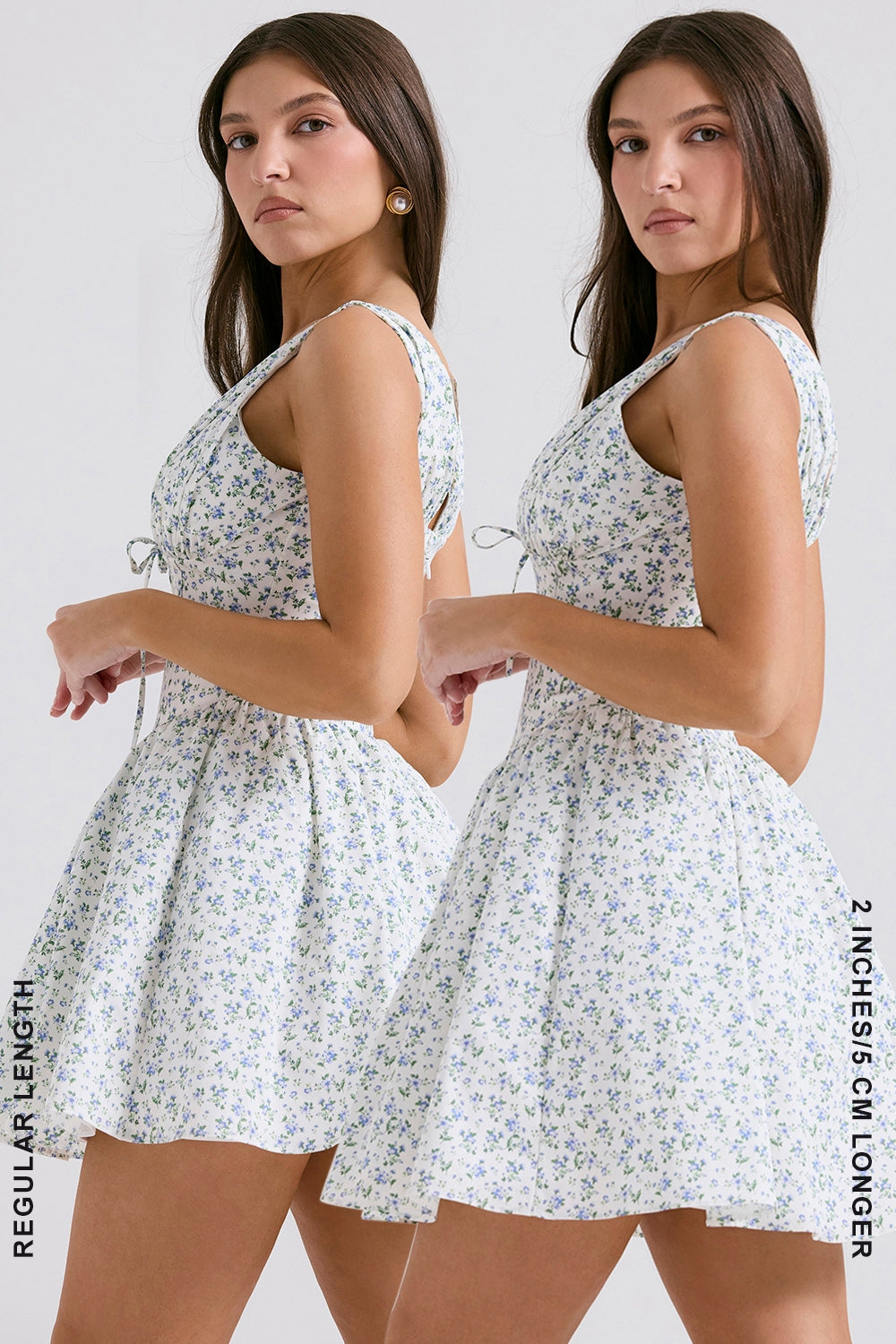 white bluebell print corset mini dress