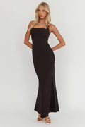Shellie Square Neckline Halter Maxi Dress Black