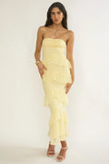 Dulce Dreams Sweetheart Neckline Lace Frill Maxi Dress Butter