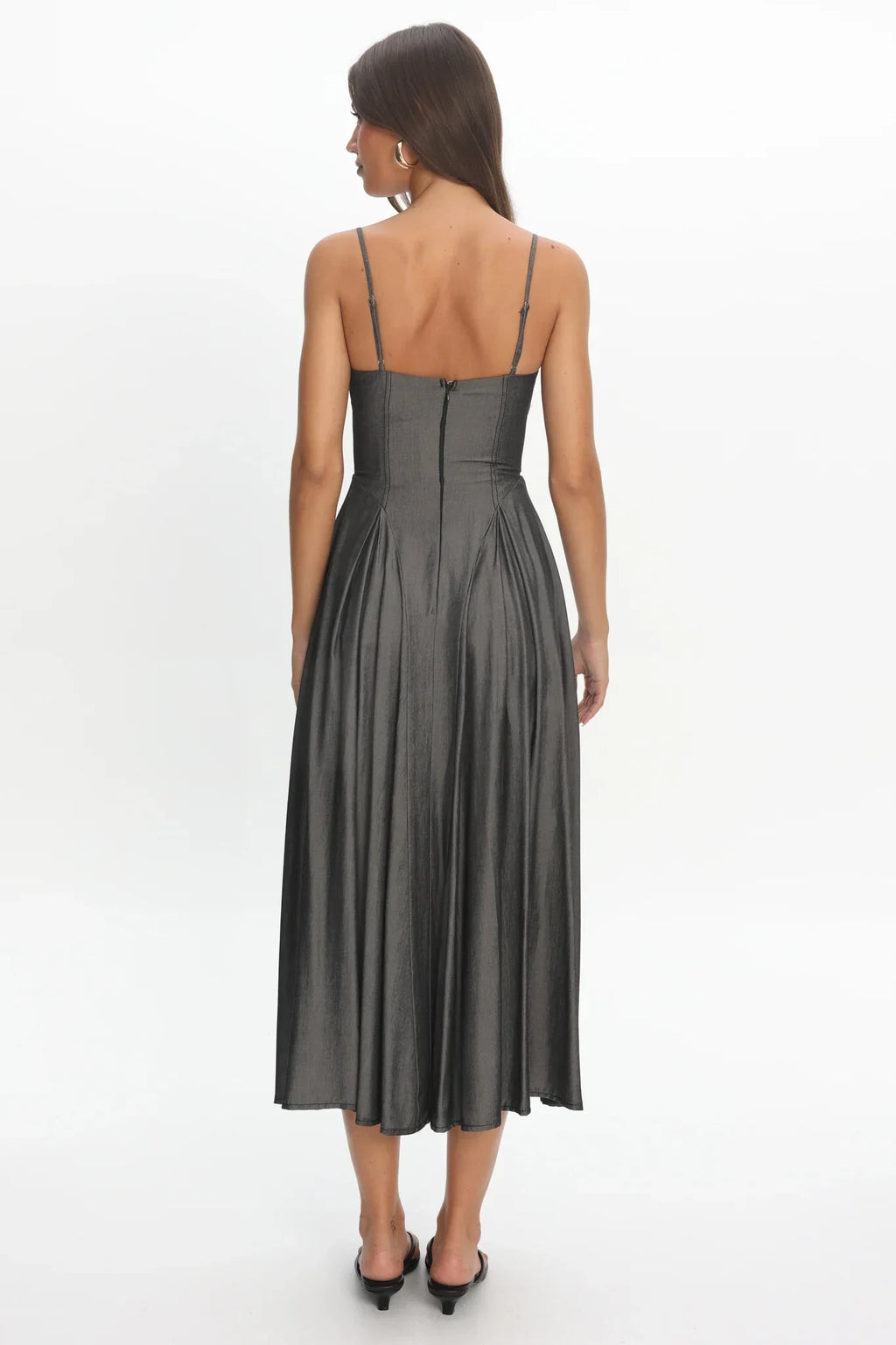 Take It All Cami Strap Midi Dress Charcoal