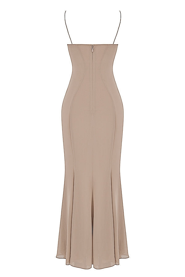 latte corset maxi dress