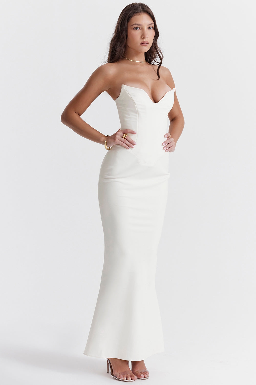 ivory strapless corset dress