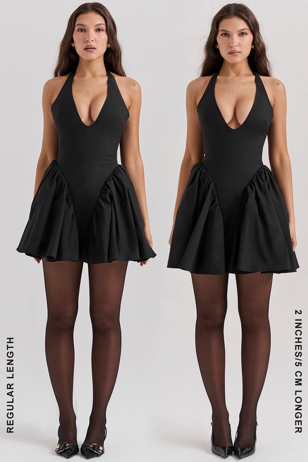 black halter mini dress