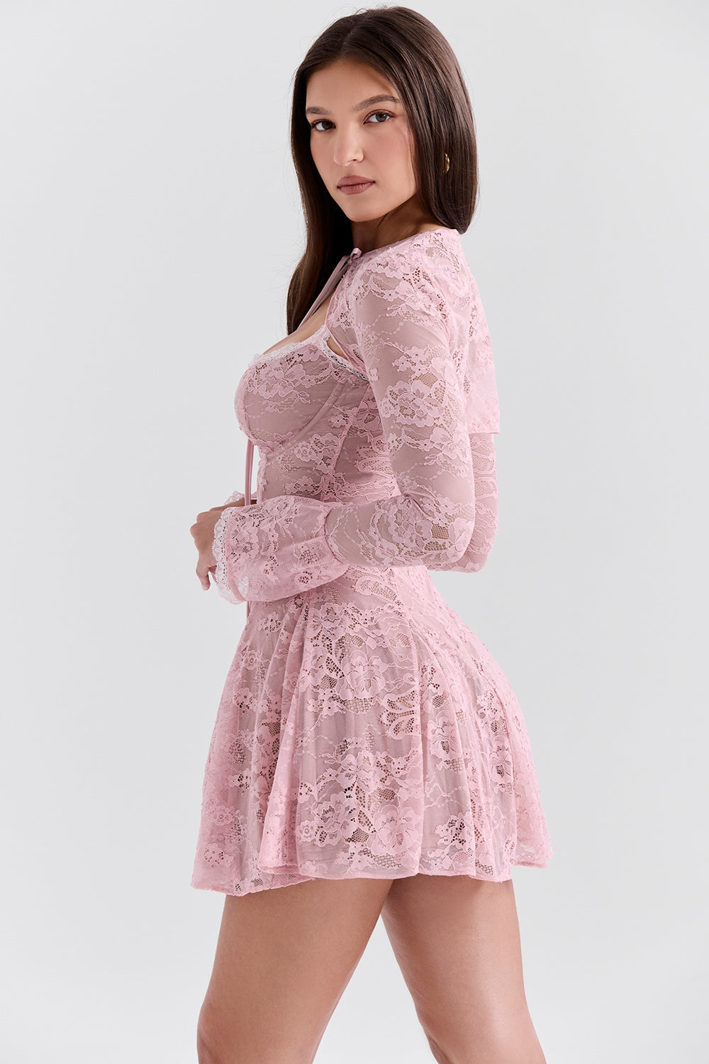 perfectly pink lace mini dress