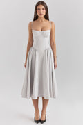 dove grey corset midi dress