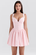 strawberry shortcake gingham corset mini dress