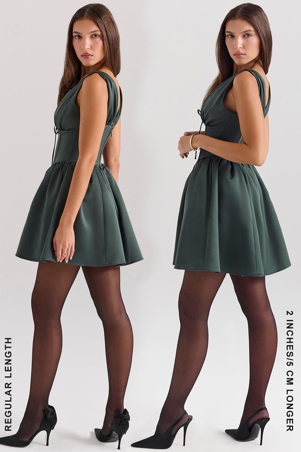 forest green satin mini dress