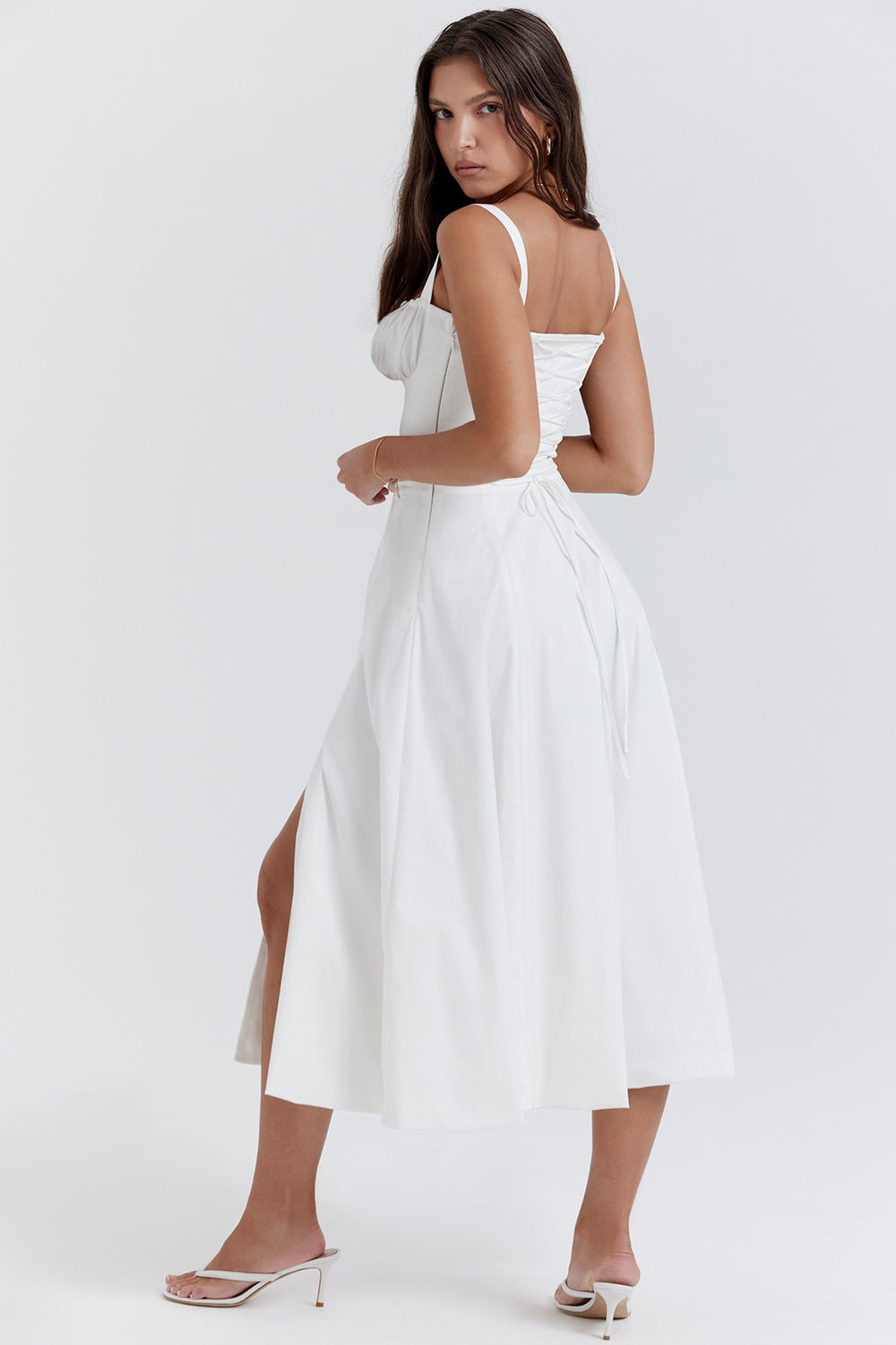 white bustier sundress