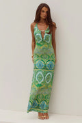 LIVIA HALTER COWL MAXI DRESS - INDIANA GREEN