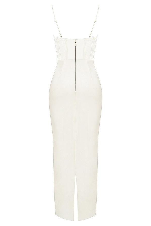 ivory corset maxi dress