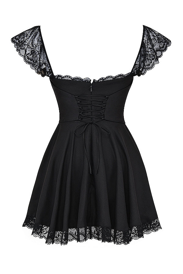 black a-line mini dress