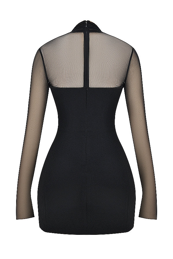 black plunge mini dress
