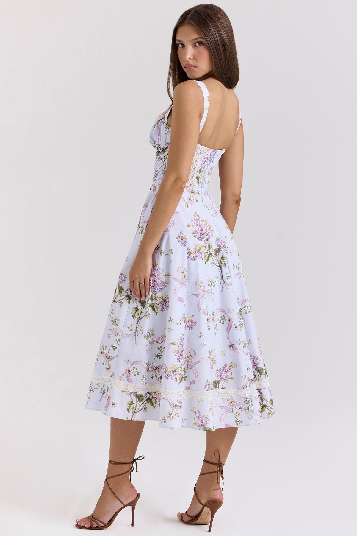 lilac floral cotton midi sundress