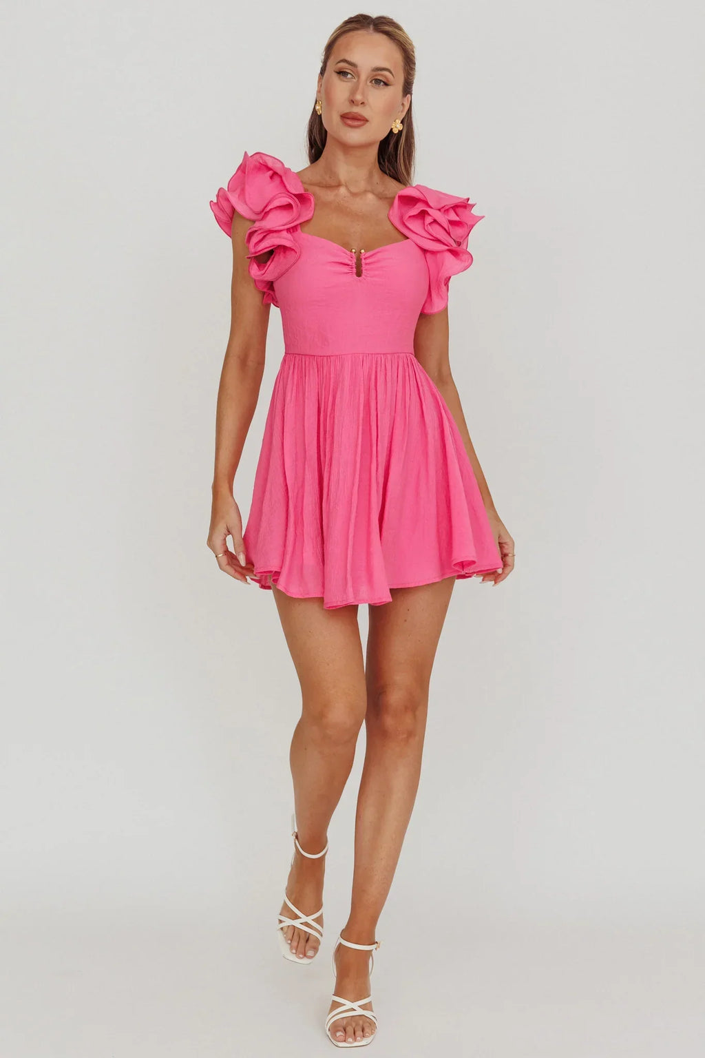 Sunday Dreams Ruffle Strap Mini Dress Pink