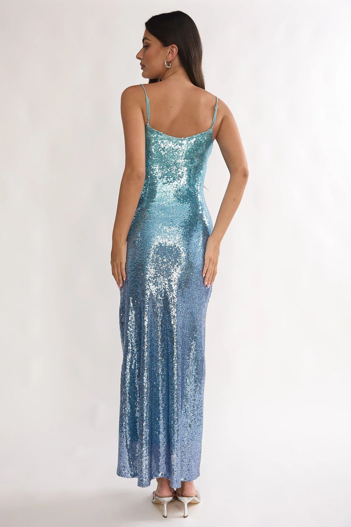 Astara Sequin Maxi Dress Gradient Blue