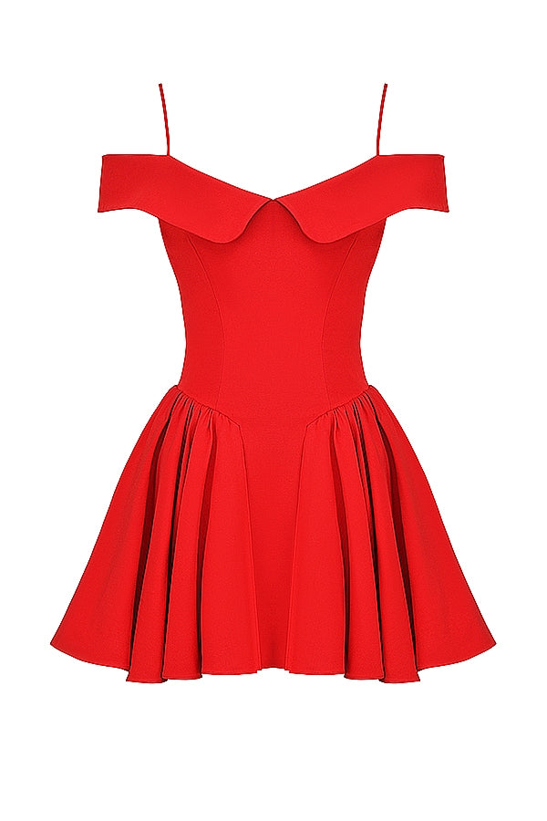 scarlet off shoulder mini dress