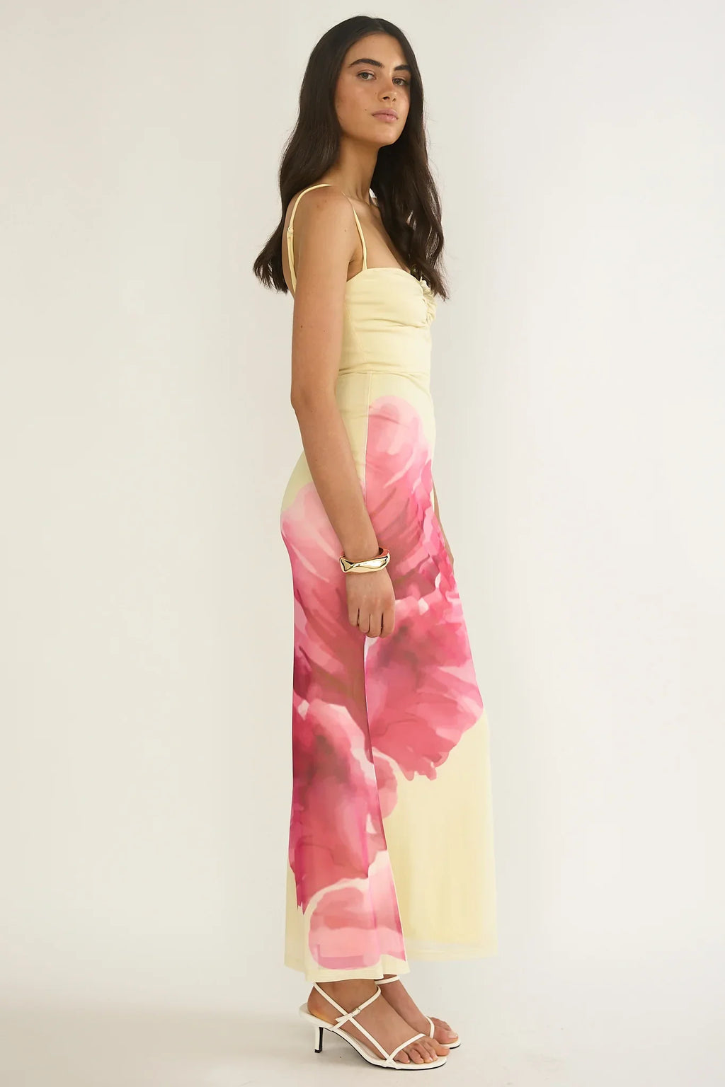 Orabella Waterdrop Wire Bust Maxi Dress Floral Butter