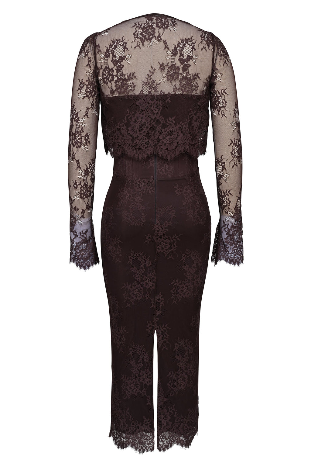 bitter chocolate lace corset midi dress & bolero