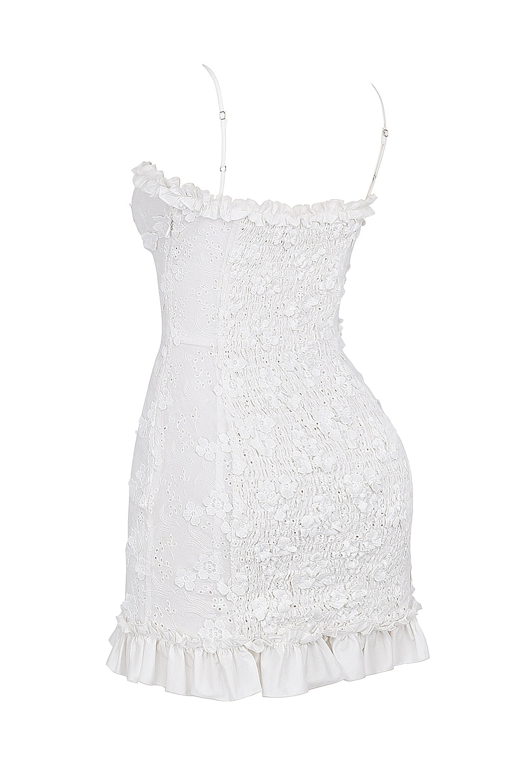 white cotton broderie anglais mini dress