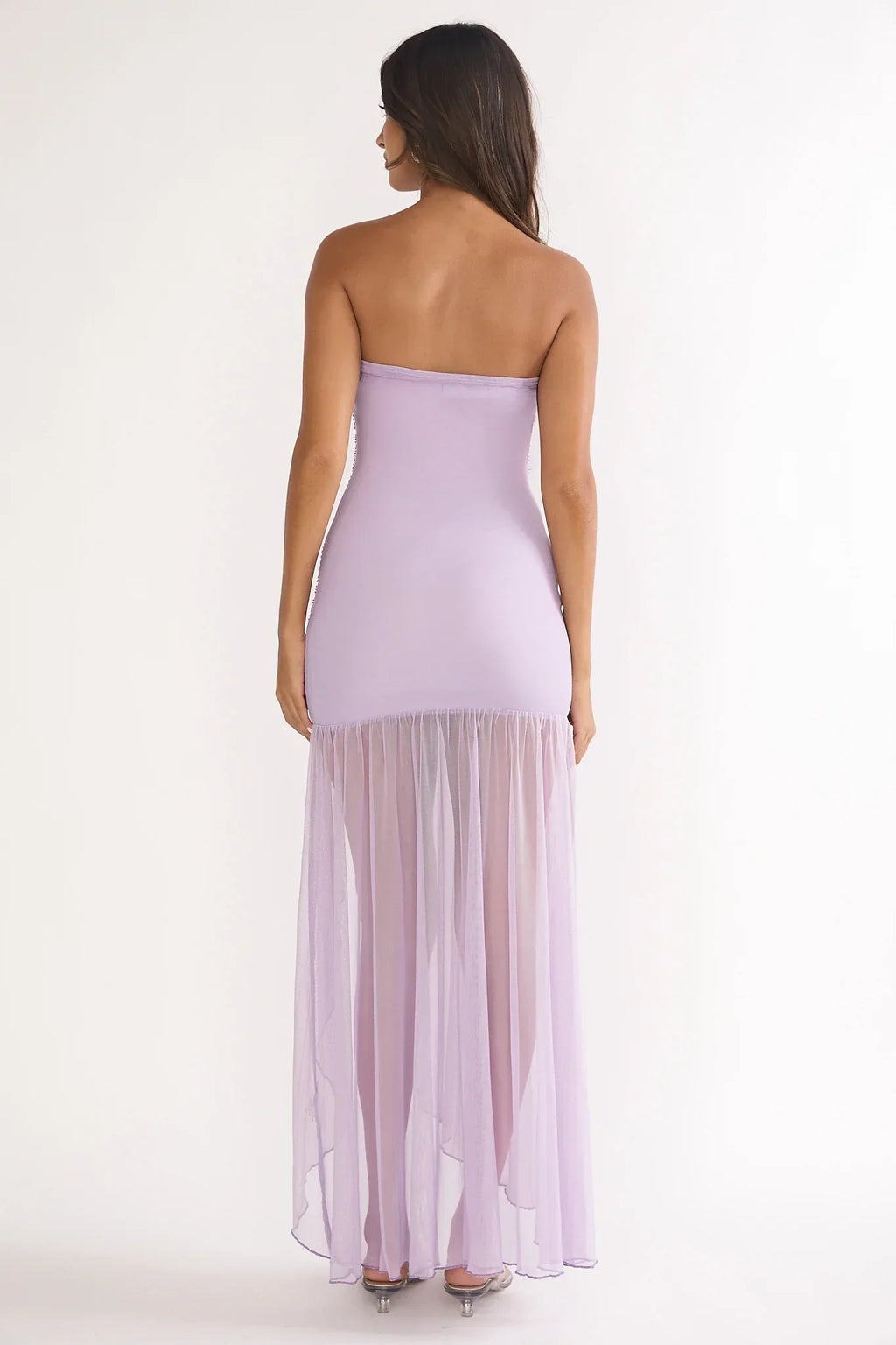 Jezra Strapless Sequin Embellished Maxi Dress Purple