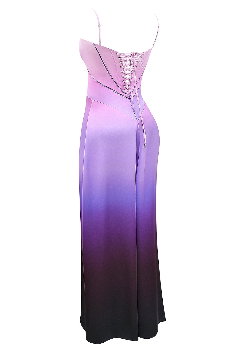 ombre print lace up maxi dress