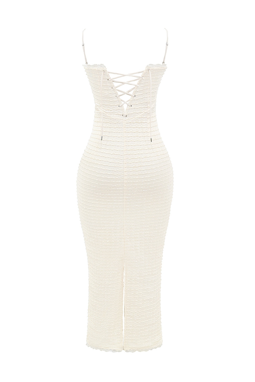 cream tea frill lace midi dress