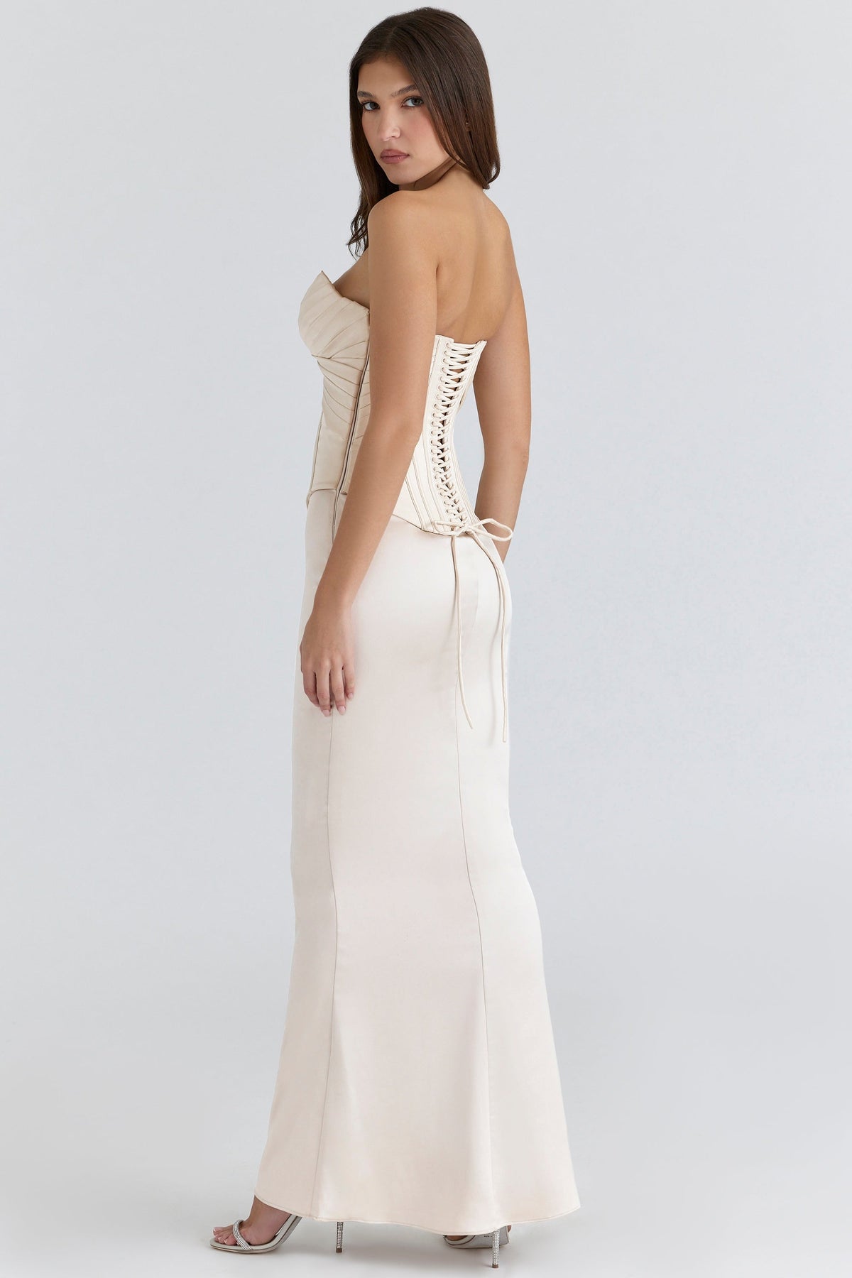 ivory satin corset maxi gown - limited edition