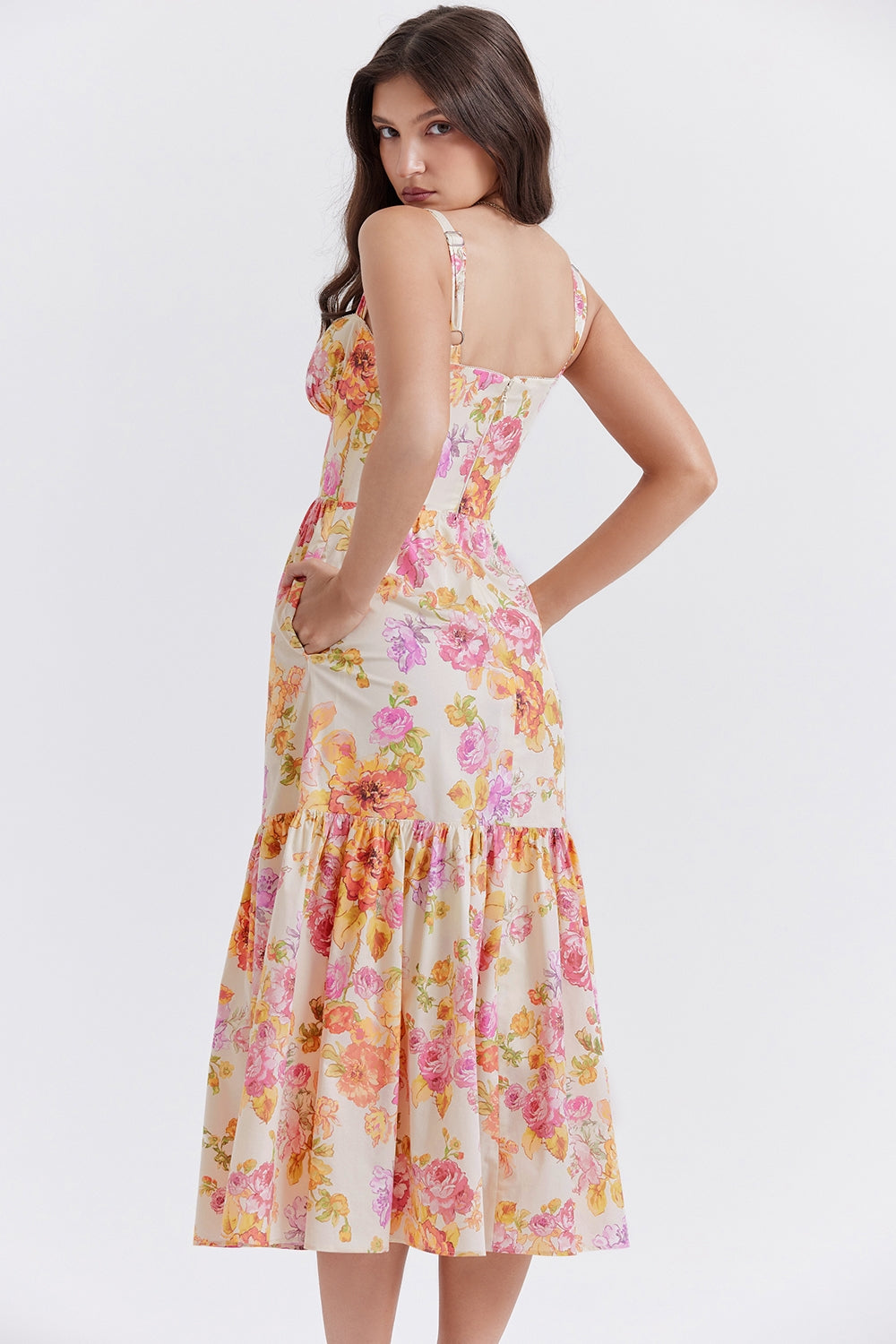 ivory floral midi sundress