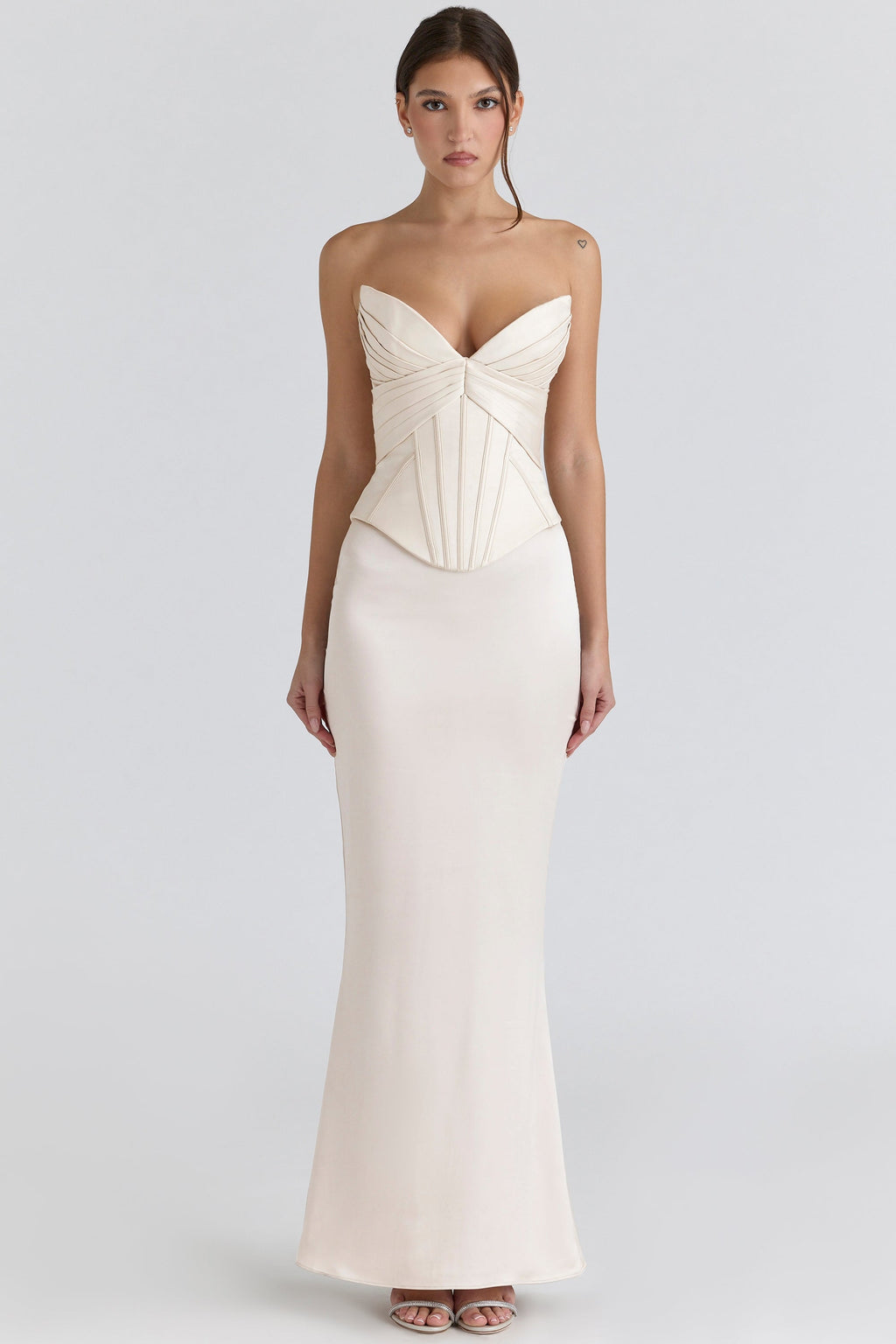 ivory satin corset maxi gown - limited edition