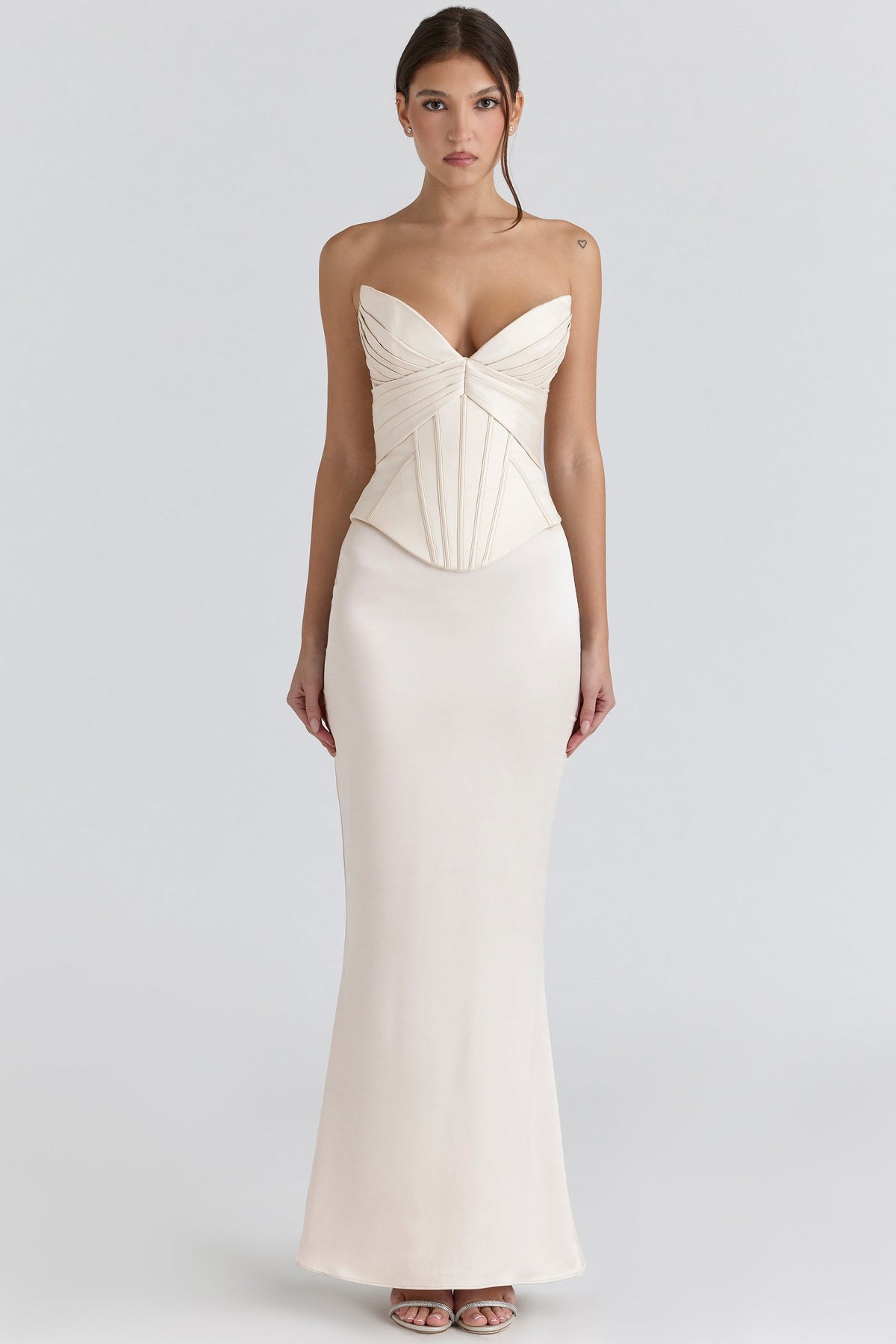 ivory satin corset maxi gown - limited edition
