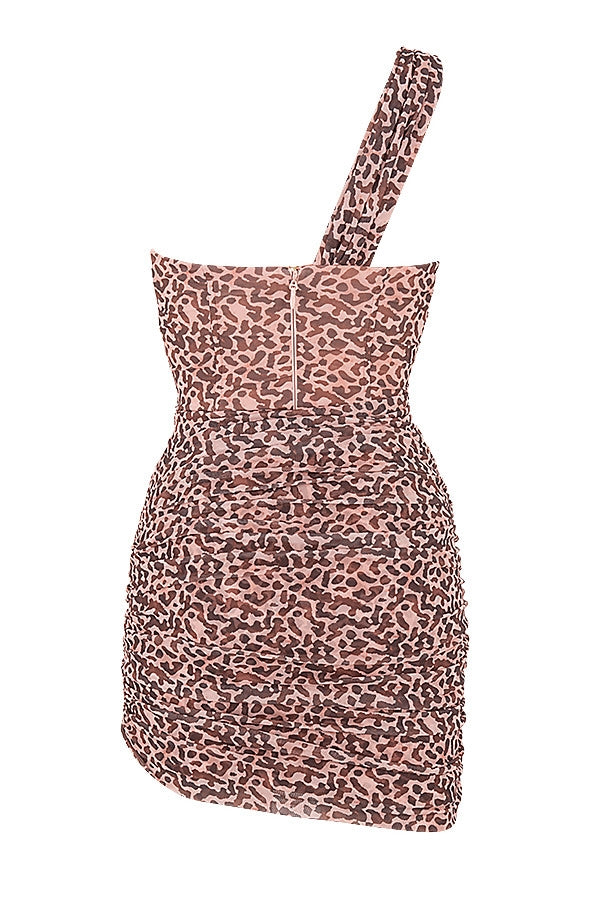 animal print cut out mini dress