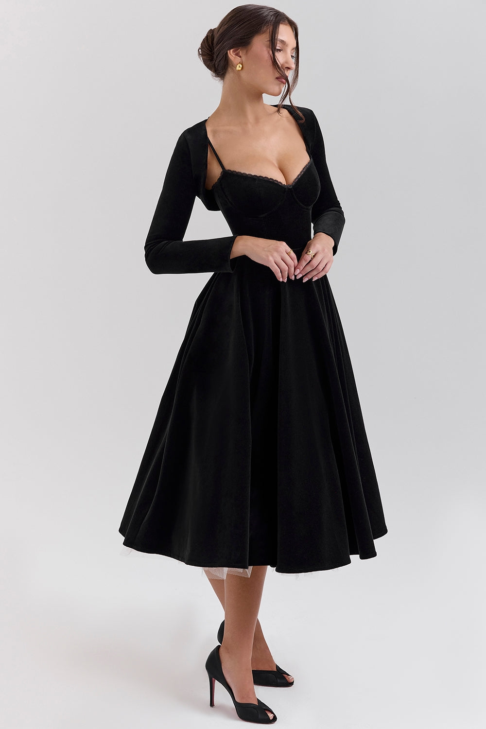 black velvet tulle midi dress + bolero