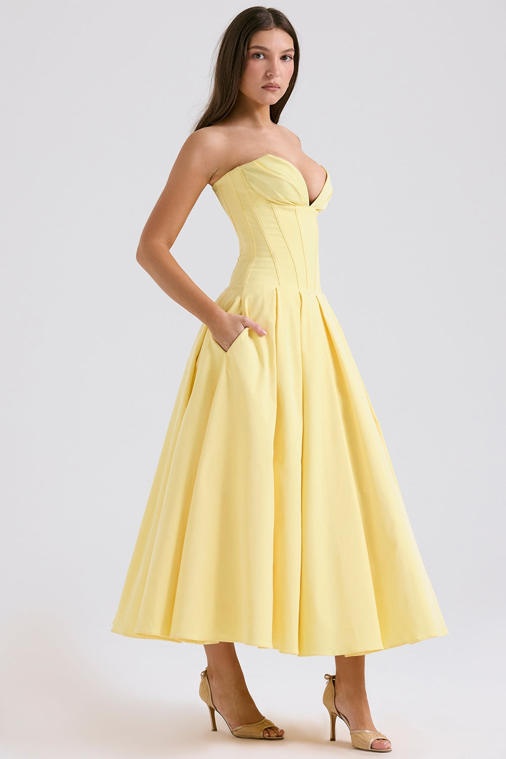 sunshine strapless tulle midi dress