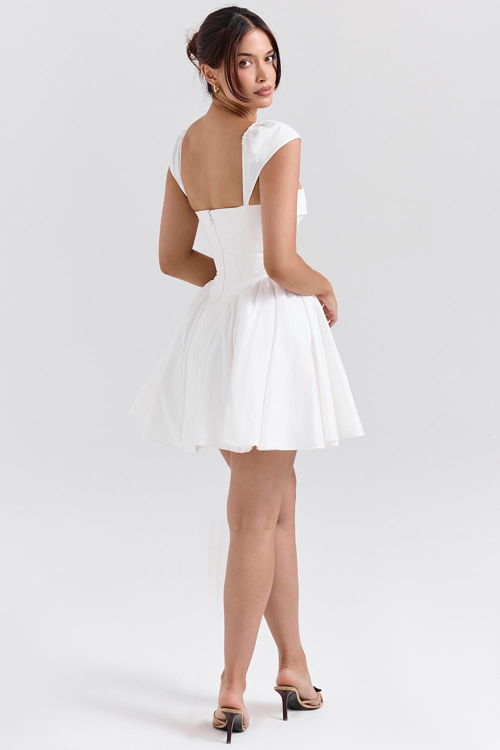 white cotton corset mini dress