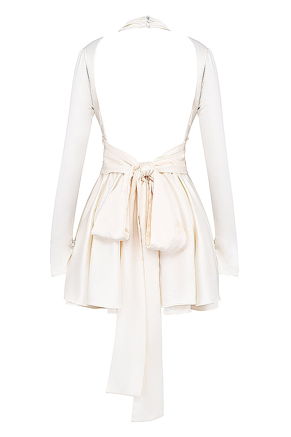 ivory bow mini dress