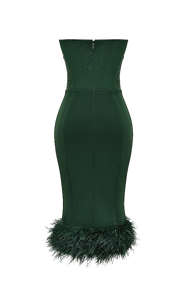 emerald green strapless corset dress
