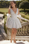 white bluebell print corset mini dress